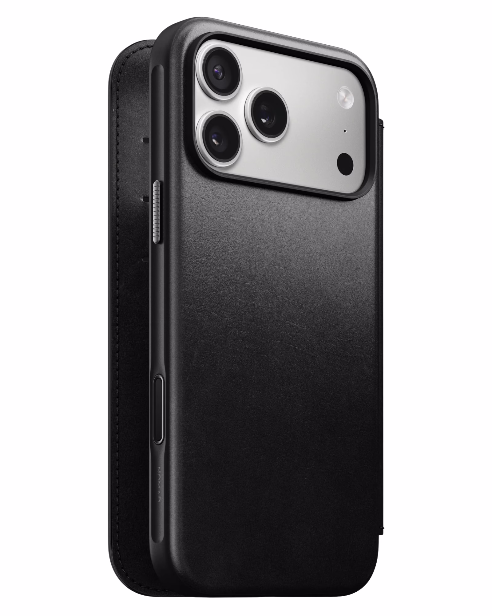 sliding Кожаный чехол-книжка Nomad Modern Folio Horween Black для iPhone 17 Pro